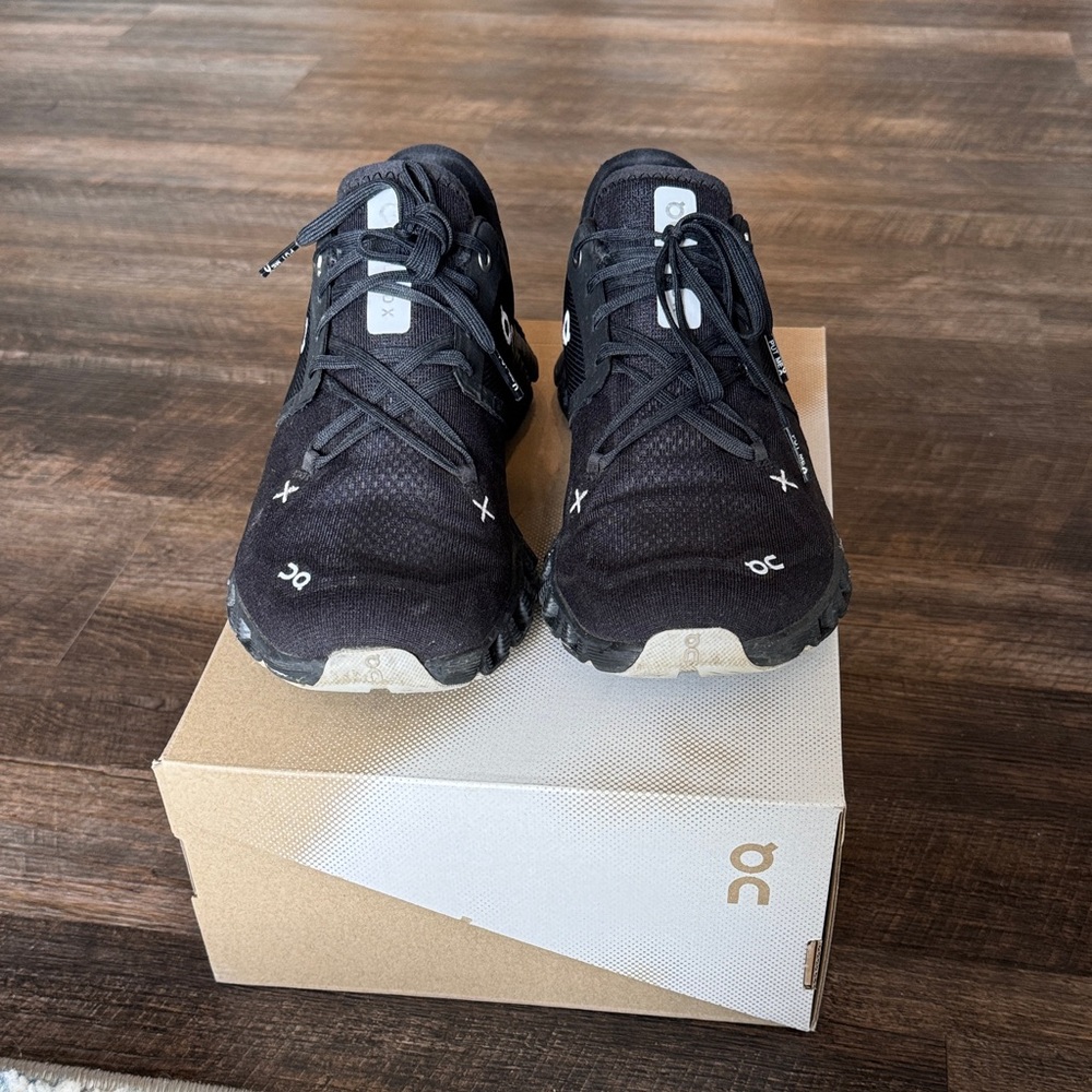 On Running Black Athletic Trail Shoes with Rugged Design